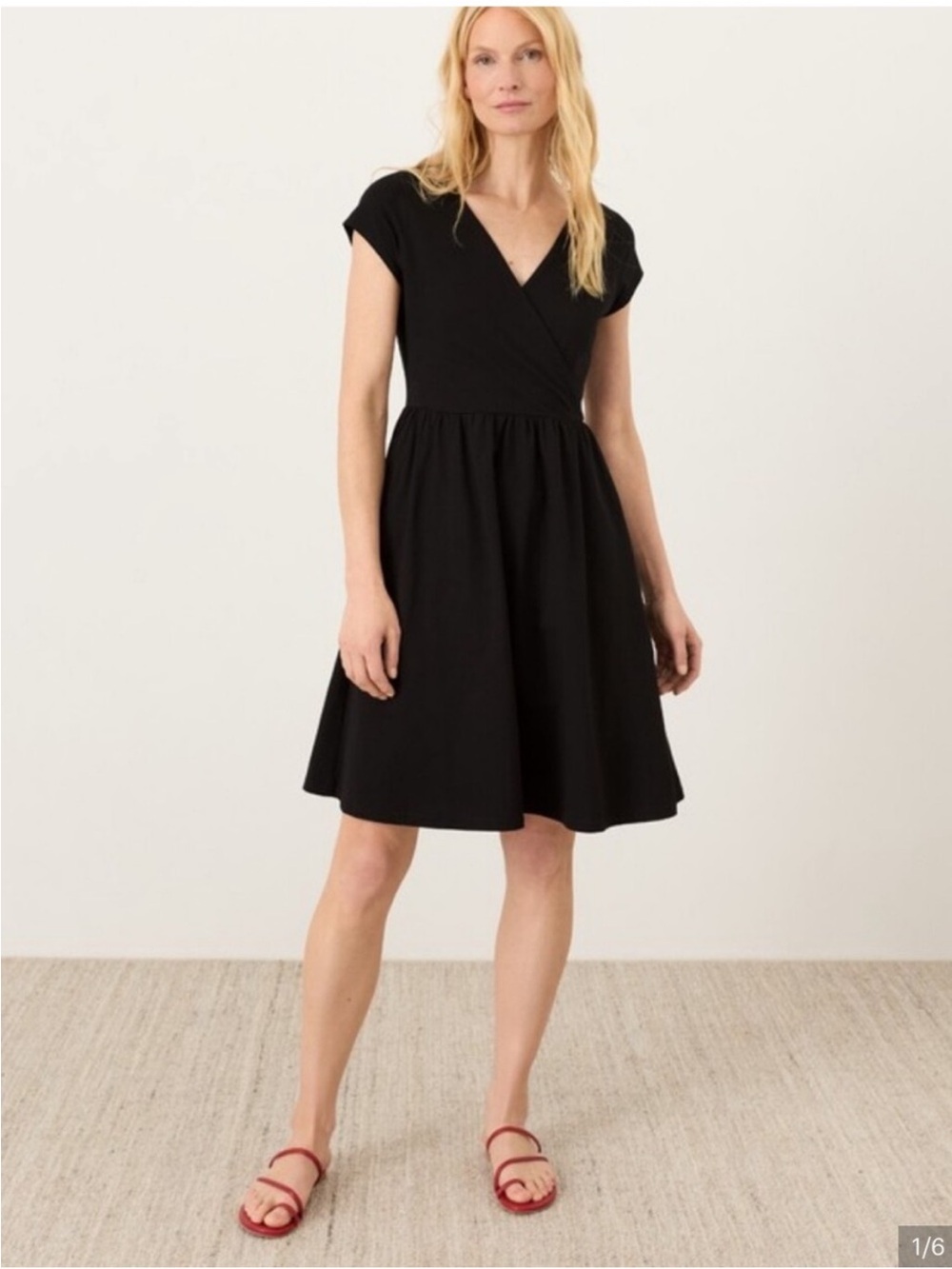Pact Crossover Fit And Flare Dress Black Organic Cotton Stretch Medium